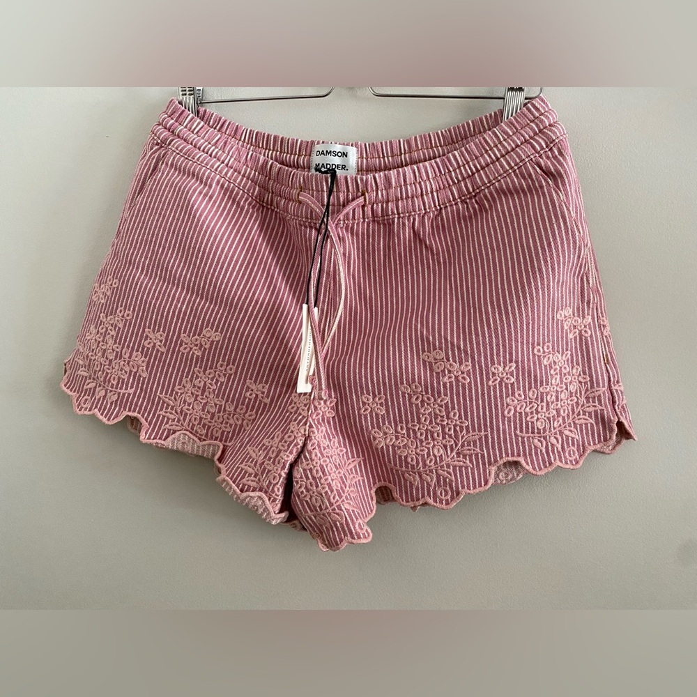 Anthropologie Damson Madder Lana Embroidered Pull-On Shorts 8 new with tag RED - Picture 6 of 6